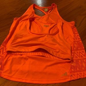 Workout top with matching sports bra